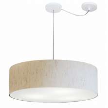 Pendente Cilíndrico Com Desvio Md-4265 Cúpula em Tecido 60x15cm Linho Bege - Bivolt