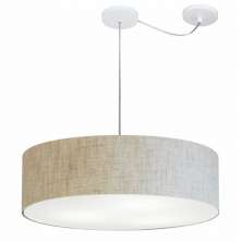 Pendente Cilíndrico Com Desvio Md-4265 Cúpula em Tecido 60x15cm Rústico Bege - Bivolt