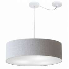 Pendente Cilíndrico Com Desvio Md-4265 Cúpula em Tecido 60x15cm Rústico Cinza - Bivolt