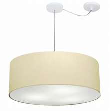 Pendente Cilíndrico Com Desvio Md-4266 Cúpula em Tecido 60x21cm Algodão Crú - Bivolt