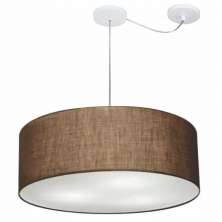 Pendente Cilíndrico Com Desvio Md-4266 Cúpula em Tecido 60x21cm Café - Bivolt