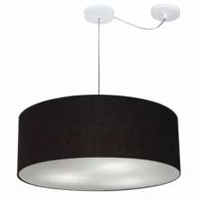Pendente Cilíndrico Com Desvio Md-4266 Cúpula em Tecido 60x21cm Preto - Bivolt