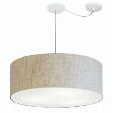 Pendente Cilíndrico Com Desvio Md-4266 Cúpula em Tecido 60x21cm Rústico Bege - Bivolt