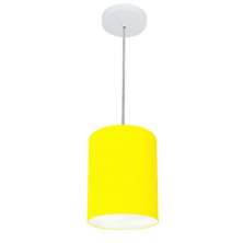 Pendente Cilíndrico Md-4012 Cúpula em Tecido 18x25cm Amarelo - Bivolt