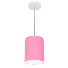 Pendente Cilíndrico Md-4012 Cúpula em Tecido 18x25cm Rosa Bebê - Bivolt