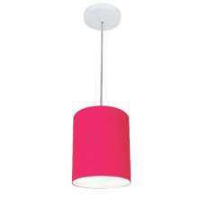 Pendente Cilíndrico Md-4012 Cúpula em Tecido 18x25cm Rosa Pink - Bivolt