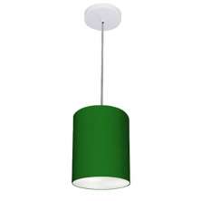 Pendente Cilíndrico Md-4012 Cúpula em Tecido 18x25cm Verde Folha - Bivolt