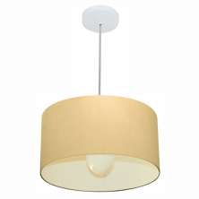 Pendente Cilíndrico Md-4031 Cúpula em Tecido 40x21cm Algodão Crú - Bivolt