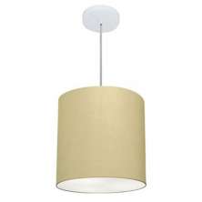 Pendente Cilíndrico Md-4036 Cúpula em Tecido 30x31cm Algodão Crú - Bivolt