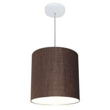 Pendente Cilíndrico Md-4036 Cúpula em Tecido 30x31cm Café - Bivolt