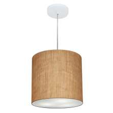 Pendente Cilíndrico Md-4036 Cúpula em Tecido 30x31cm Palha - Bivolt