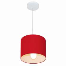 Pendente Cilíndrico Md-4046 Cúpula em Tecido 18x18cm Bordô - Bivolt