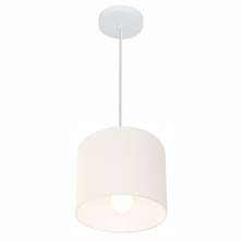Pendente Cilíndrico Md-4046 Cúpula em Tecido 18x18cm Branco - Bivolt