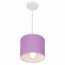 Pendente Cilíndrico Md-4046 Cúpula em Tecido 18x18cm Lilás - Bivolt
