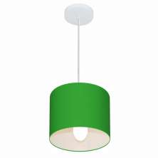 Pendente Cilíndrico Md-4046 Cúpula em Tecido 18x18cm Verde Folha - Bivolt