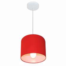 Pendente Cilíndrico Md-4046 Cúpula em Tecido 18x18cm Vermelho - Bivolt