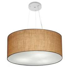 Pendente Cilíndrico Md-4047 Cúpula em Tecido 50x21cm Palha - Bivolt