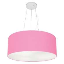 Pendente Cilíndrico Md-4047 Cúpula em Tecido 50x21cm Rosa Bebê - Bivolt