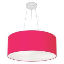 Pendente Cilíndrico Md-4047 Cúpula em Tecido 50x21cm Rosa Pink - Bivolt