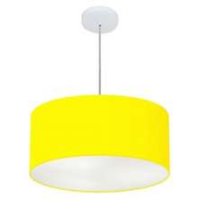 Pendente Cilíndrico Md-4049 Cúpula em Tecido 50x21cm Amarelo - Bivolt
