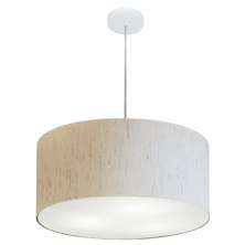 Pendente Cilíndrico Md-4049 Cúpula em Tecido 50x21cm Linho Bege - Bivolt