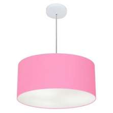 Pendente Cilíndrico Md-4049 Cúpula em Tecido 50x21cm Rosa Bebê - Bivolt