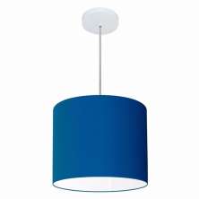 Pendente Cilíndrico Md-4054 Cúpula em Tecido 30x21cm Azul Marinho - Bivolt