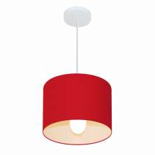 Pendente Cilíndrico Md-4054 Cúpula em Tecido 30x21cm Bordô - Bivolt