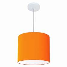 Pendente Cilíndrico Md-4054 Cúpula em Tecido 30x21cm Laranja - Bivolt