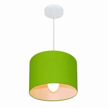 Pendente Cilíndrico Md-4054 Cúpula em Tecido 30x21cm Verde Limão - Bivolt