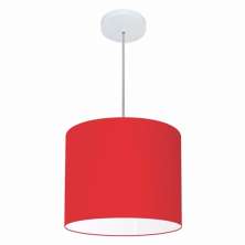 Pendente Cilíndrico Md-4054 Cúpula em Tecido 30x21cm Vermelho - Bivolt