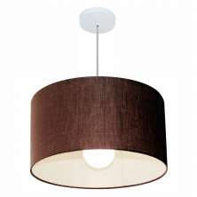 Pendente Cilíndrico Md-4069 Cúpula em Tecido 50x30cm Café - Bivolt