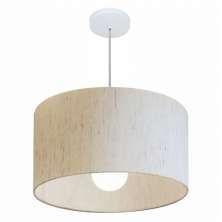 Pendente Cilíndrico Md-4069 Cúpula em Tecido 50x30cm Linho Bege - Bivolt