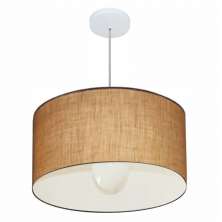 Pendente Cilíndrico Md-4069 Cúpula em Tecido 50x30cm Palha - Bivolt