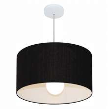 Pendente Cilíndrico Md-4069 Cúpula em Tecido 50x30cm Preto - Bivolt