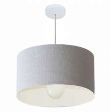 Pendente Cilíndrico Md-4069 Cúpula em Tecido 50x30cm Rústico Cinza - Bivolt