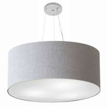 Pendente Cilíndrico Md-4074 Cúpula em Tecido 60x30cm Rústico Cinza - Bivolt