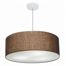 Pendente Cilíndrico Md-4079 Cúpula em Tecido 60x21cm Café - Bivolt