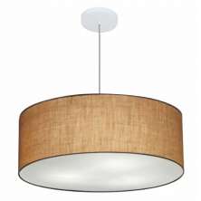 Pendente Cilíndrico Md-4079 Cúpula em Tecido 60x21cm Palha - Bivolt