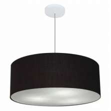 Pendente Cilíndrico Md-4079 Cúpula em Tecido 60x21cm Preto - Bivolt