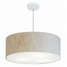Pendente Cilíndrico Md-4079 Cúpula em Tecido 60x21cm Rústico Bege - Bivolt