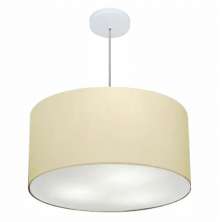 Pendente Cilíndrico Md-4080 Cúpula em Tecido 60x30cm Algodão Crú - Bivolt