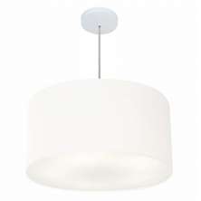 Pendente Cilíndrico Md-4080 Cúpula em Tecido 60x30cm Branco - Bivolt