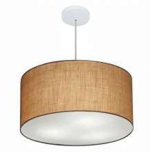 Pendente Cilíndrico Md-4080 Cúpula em Tecido 60x30cm Palha - Bivolt
