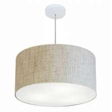 Pendente Cilíndrico Md-4080 Cúpula em Tecido 60x30cm Rústico Bege - Bivolt