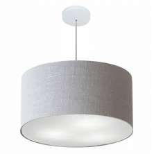 Pendente Cilíndrico Md-4080 Cúpula em Tecido 60x30cm Rústico Cinza - Bivolt