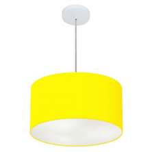 Pendente Cilíndrico Md-4099 Cúpula em Tecido 40x25cm Amarelo - Bivolt