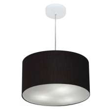 Pendente Cilíndrico Md-4099 Cúpula em Tecido 40x25cm Preto - Bivolt