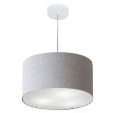 Pendente Cilíndrico Md-4099 Cúpula em Tecido 40x25cm Rústico Cinza - Bivolt