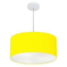 Pendente Cilíndrico Md-4100 Cúpula em Tecido 50x25cm Amarelo - Bivolt